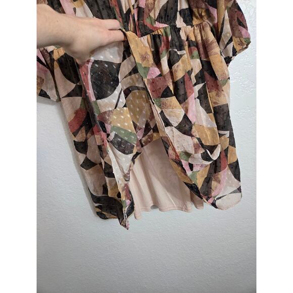 Torrid Clip Dot Keyhole Dress Women’s 3X Black Mini Short Sleeve Plus Size Flowy - Picture 5 of 11